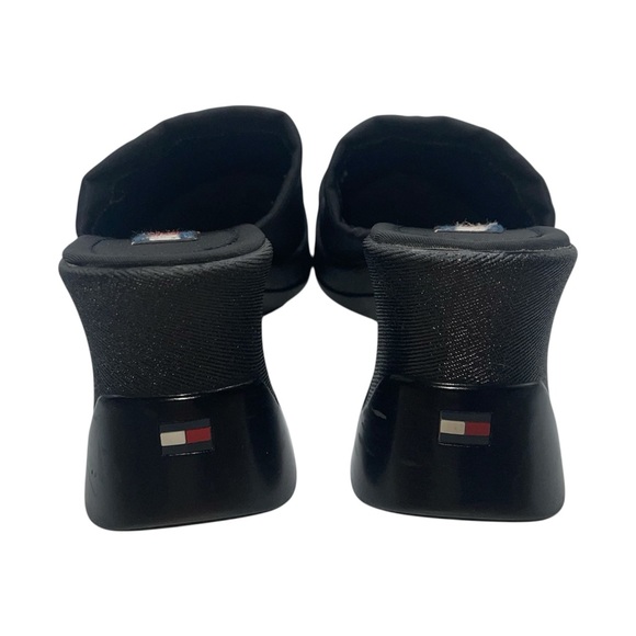 Tommy Hilfiger Women's Black Slip-On‎ Mules Size 9 US Y2K Vintage Chunky Wedges - Picture 9 of 13